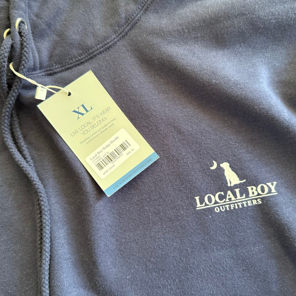 NWT Men's Local Boy Outfitters Fleece Hoodie Navy Blue Teal Back Graphic Size XL - Picture 6 of 10